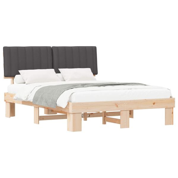 vidaXL Letto con Testiera Rivestita Grigio scuro 160 x 200 cm