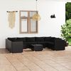 vidaXL Set Divani da Giardino 10 pz con Cuscini in Polyrattan Nero