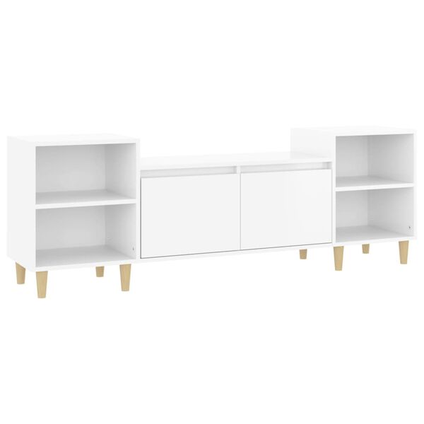vidaXL Mobile Porta TV Bianco Lucido 160x35x55 cm in Legno Multistrato