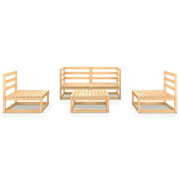 vidaXL Set Divani da Giardino 5 pz in Legno Massello di Pino