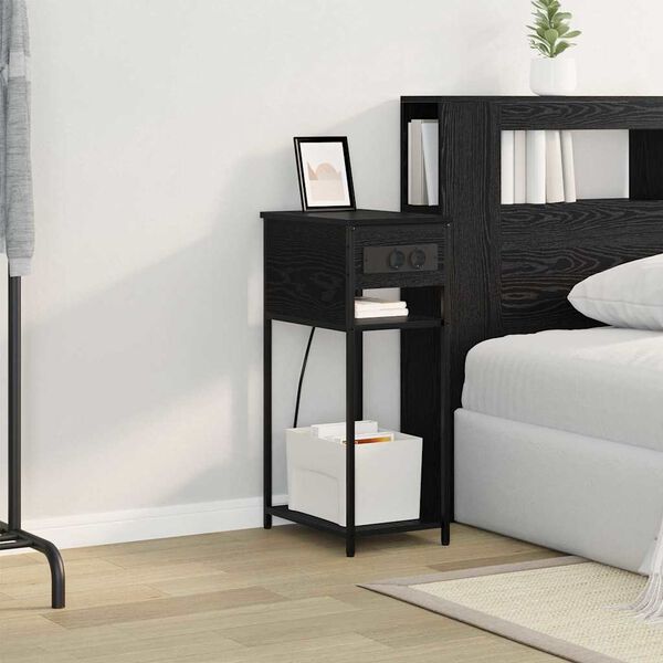 vidaXL Armadio da Notte Rovere Nero 41 x 28 x 76 cm Legno multistrato