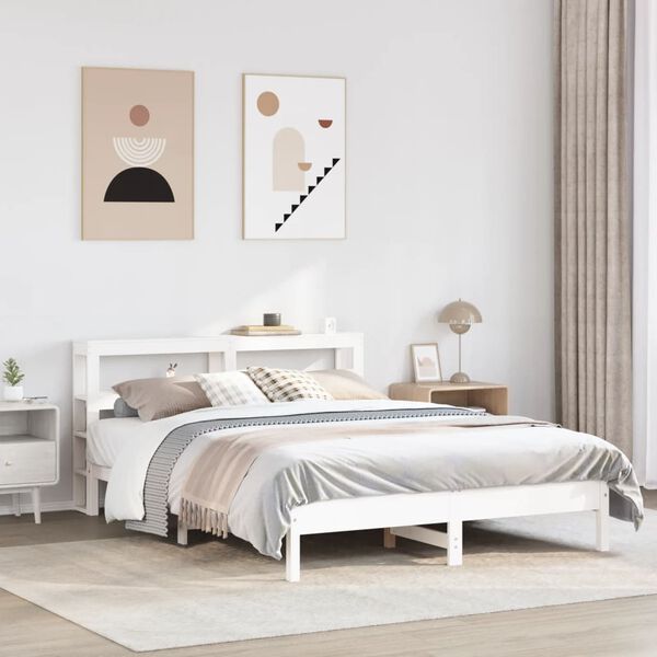 vidaXL Letto senza Materasso Bianco 140x200 cm Legno Massello di Pino