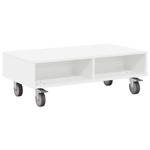 vidaXL Tavolino con Ruote Bianco 90 x 50 x 30 cm Legno multistrato
