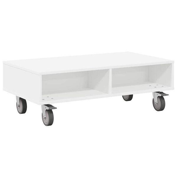 vidaXL Tavolino con Ruote Bianco 90 x 50 x 30 cm Legno multistrato