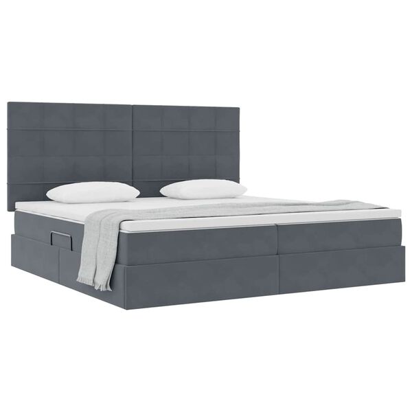 vidaXL Letto con contenitore e LED Grigio scuro 200 x 200 cm Velluto