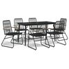 vidaXL Set da Pranzo da Giardino 7 pz Nero in Rattan PVC