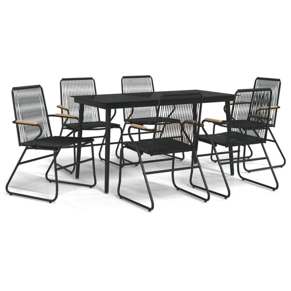 vidaXL Set da Pranzo da Giardino 7 pz Nero in Rattan PVC