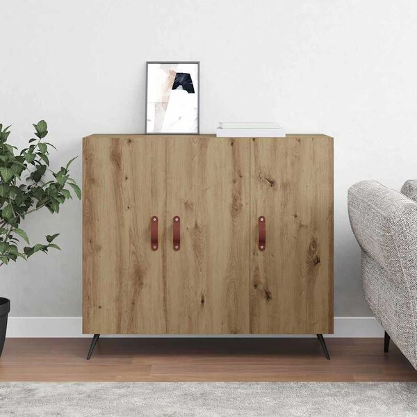 vidaXL Credenza Rovere artigianale 89,5 x 34 x 80 cm Legno multistrato