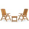 vidaXL Set Salotto da Giardino 3 pz in Legno Massello di Teak