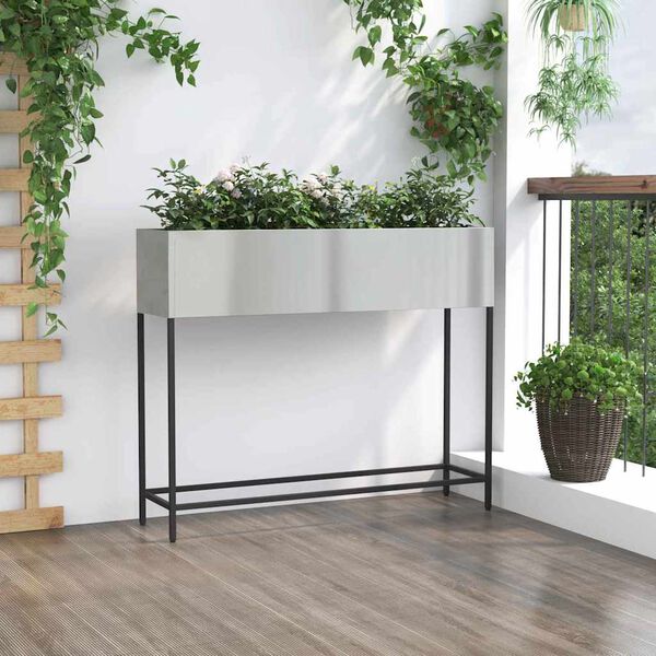 vidaXL Vaso da Giardino Rialzato Argento 100 x 26 x 82 cm