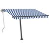 vidaXL Tenda da Sole Retrattile Manuale con LED 350x250cm Blu e Bianco