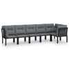 vidaXL Set Salotto da Giardino 6 pz in Polyrattan Nero e Grigio