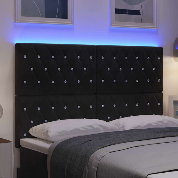 vidaXL Testiera LED con luci a strisce a LED Nero 144 cm Poliestere