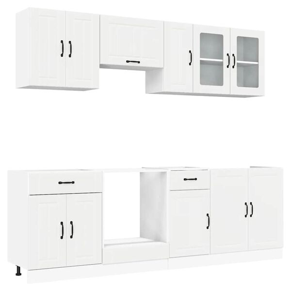 vidaXL Set Mobili da Cucina 8 pz Kalmar Bianco Legno Multistrato