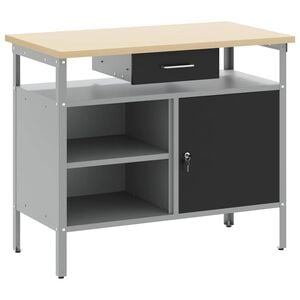 vidaXL Banco da lavoro con cassetto Nero e Grigio 100 x 55 x 85 cm