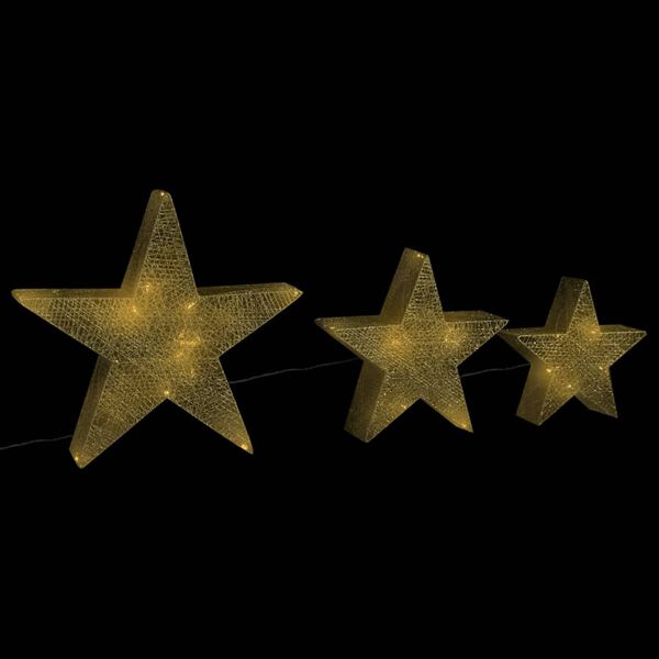 vidaXL Decorazioni Natale Stelle 3 pz Oro in Rete LED Interni Esterni