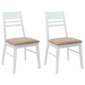 vidaXL Sedie da pranzo 2 pz Legno di gomma solido Bianco
