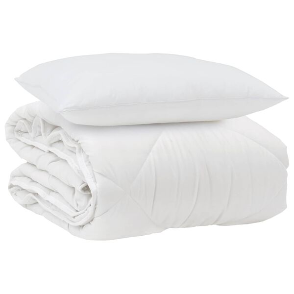 vidaXL Duvet per Tutte le Stagioni con cuscino 2 pcs Bianco Microfibra