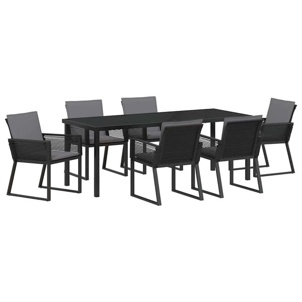 vidaXL Set da Pranzo per Giardino 7 pcs Nero