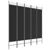 vidaXL Divisorio 5 Pannelli Nero 200x200 cm Tessuto