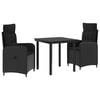 vidaXL Set da Pranzo per Giardino 3 pz Nero