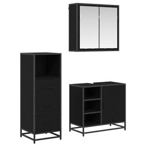 vidaXL Set di mobili per il bagno 3 pz Rovere Nero 65 x 33 x 60 cm