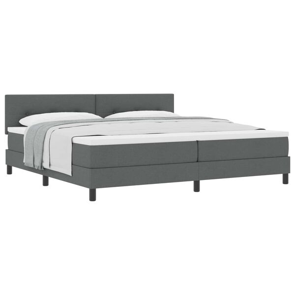 vidaXL Letto a molle con materasso Grigio scuro 200 x 200 cm Tessuto