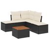 vidaXL Set Divano da Giardino 6 pz con Cuscini Nero in Polyrattan