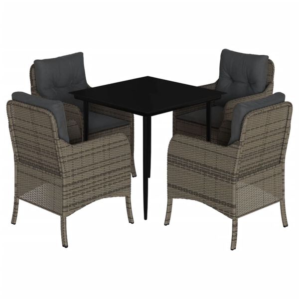 vidaXL Set da Pranzo da Giardino 5 pz con Cuscini in Polyrattan Grigio