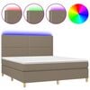 vidaXL Letto a Molle con Materasso e LED Tortora 180x200 cm in Tessuto