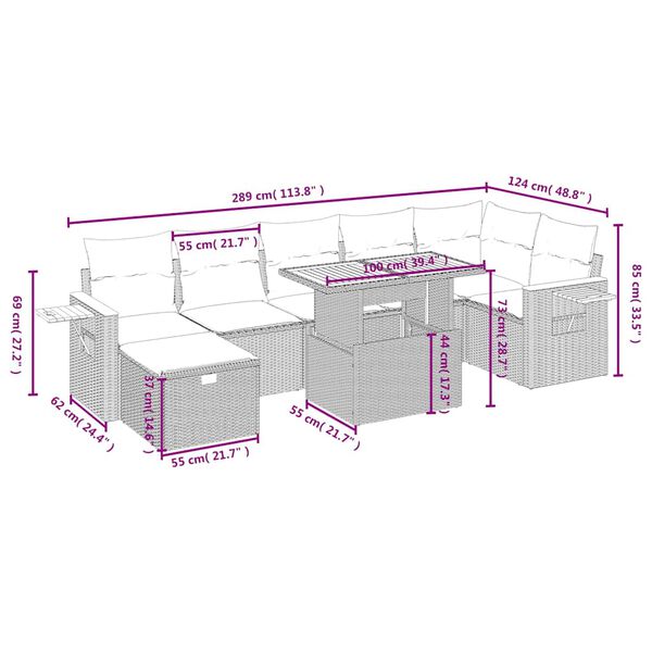 vidaXL Set Divani da Giardino con Cuscini 8 pz Nero in Polyrattan