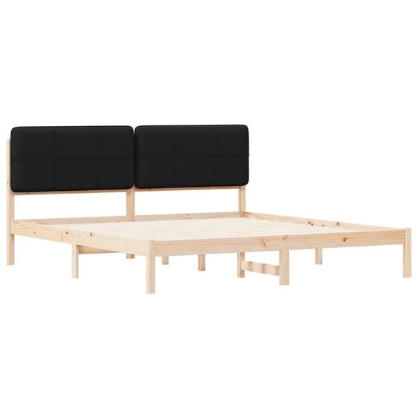 vidaXL Letto con Testiera Rivestita Nero 180 x 200 cm Pino massello