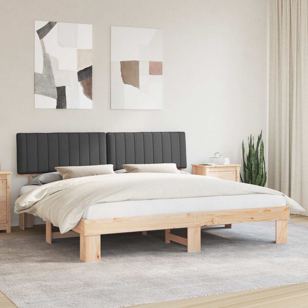 vidaXL Letto con Testiera Rivestita Grigio scuro 200 x 200 cm