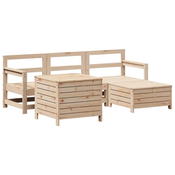 vidaXL Set Divani da Giardino 5 pz in Legno Massello di Pino