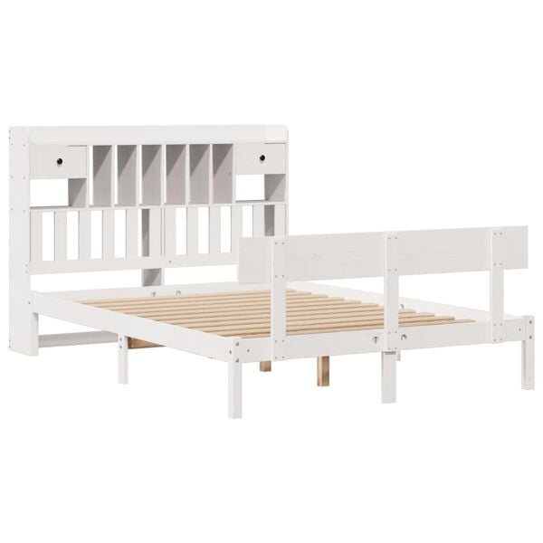 vidaXL Letto Libreria senza Materasso Bianco 140x190 cm Legno di Pino