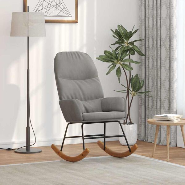 vidaXL Sedia a Dondolo Grigio Chiaro in Velluto