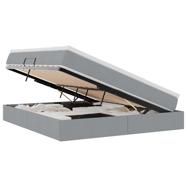 vidaXL Letto con contenitore e materasso Grigio chiaro 160 x 200 cm