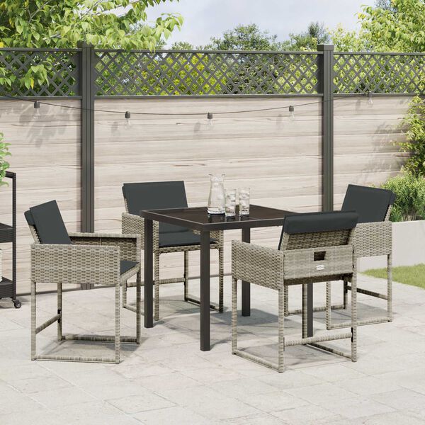 vidaXL Set da Pranzo per Giardino 5 pcs Grigio chiaro polyrattan