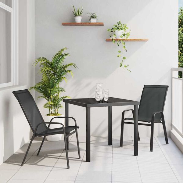 vidaXL Set da Pranzo per Giardino 3 pcs Nero
