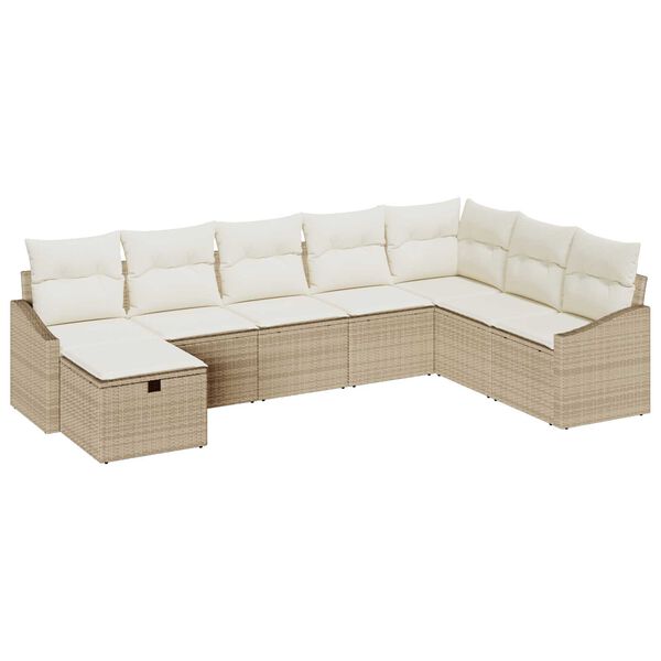 vidaXL Set Divano da Giardino 8 pcs Beige 55 x 62 x 69 cm Poly Rattan