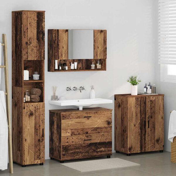 vidaXL Set di mobili per il bagno con cassetto 4 pcs Legno vecchio