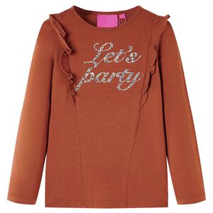 vidaXL Maglietta da Bambina a Maniche Lunghe Cognac 128