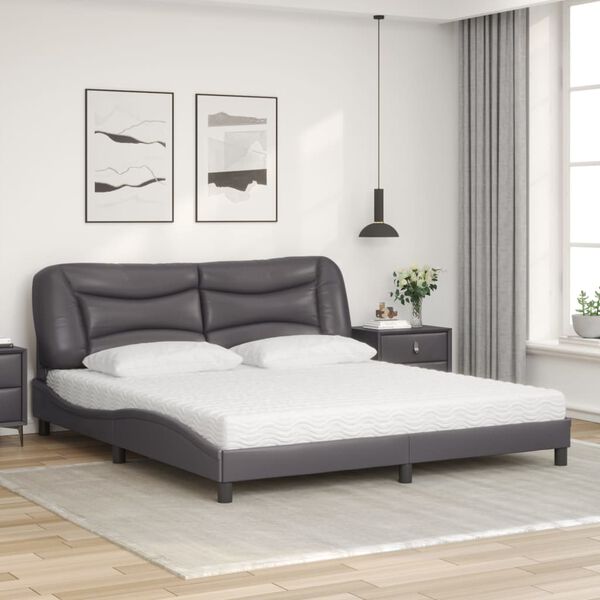 vidaXL Letto con Materasso Hvar Grigio 180x200 cm in Similpelle