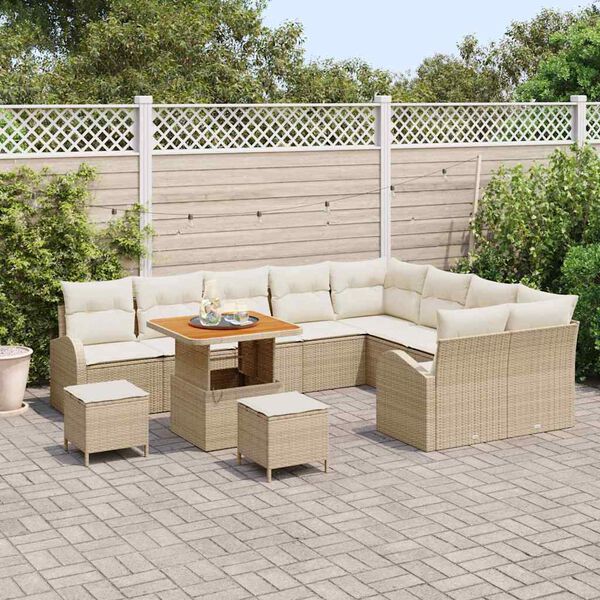 vidaXL Set Divano da Giardino con cuscino 12 pcs Beige polyrattan
