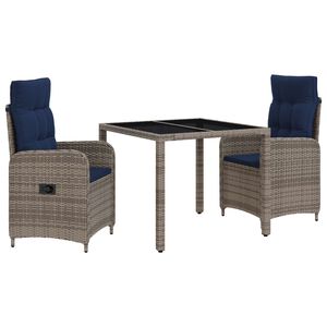 vidaXL Set da pranzo per esterni 3 pz polyrattan