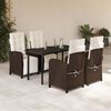 vidaXL Set da Pranzo da Giardino 5pz con Cuscini in Polyrattan Marrone