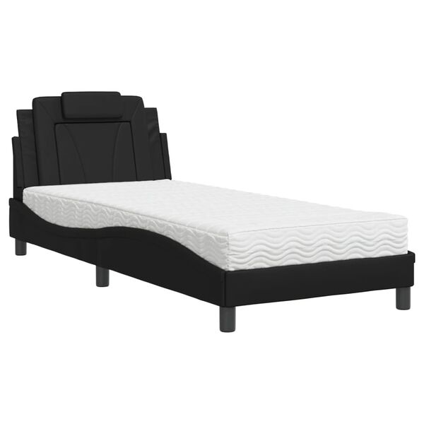 vidaXL Letto Viana con Materasso Nero 80x200 cm in Similpelle