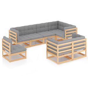 vidaXL Set Salotto Giardino 8 pz Cuscini Antracite Legno Massello Pino