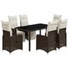 vidaXL Set Bistr&ograve; da Giardino 7 pz con Cuscini in Polyrattan Marrone