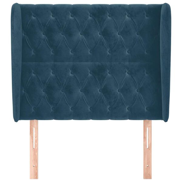 vidaXL Testiera ad Orecchio Blu Scuro 103x23x118/128 cm in Velluto